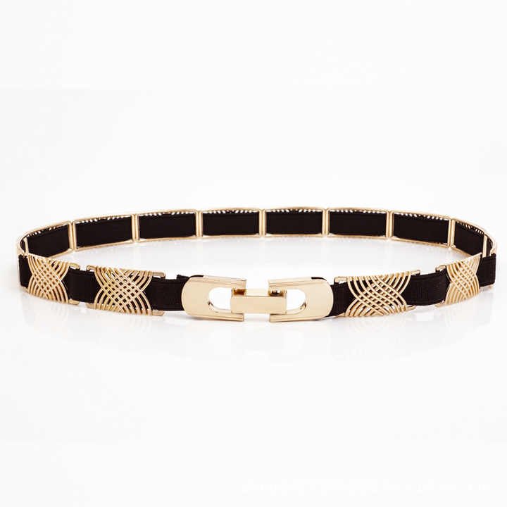 2023 New Style Luxury Elastic Leather Thin Belt Designer High Quality Skinny Floral Thin Leather Chain Belt for Women - 图片 4
