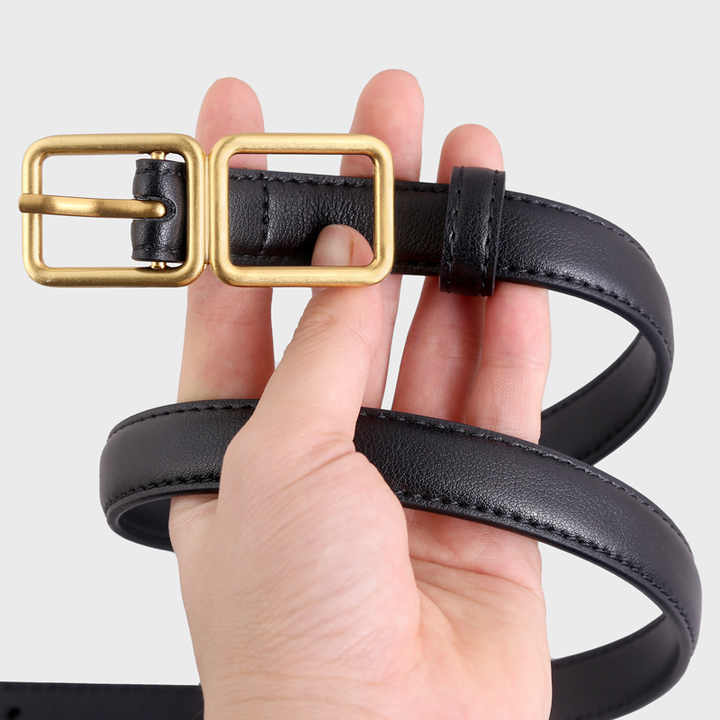 Newest Pin Buckle Thin Genuine Leather Straps Multiple Styles Skinny Adjustable Cowhide Leather Patent Leather Belt for Ladies - 图片 2