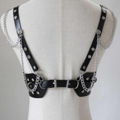 Elastic Rave Cosplay Halloween Body Chain Accessory Punk PU Chain BeltFashion Strap Black Leather Gothic Waist Belts for Girls