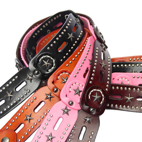 Wholesale Studded Star Western Cowgirls Belt Designer Punk Vintage Rivet Belts Hollow Out 100% Leather Belts for Women - 图片 6