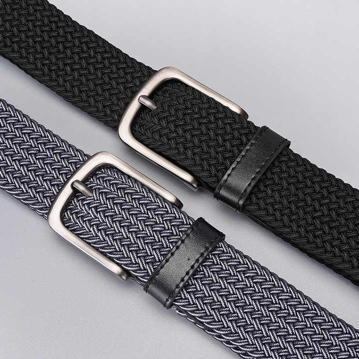 New Canvas Elastic Golf Belt Birthday Gifts Casual Jeans Pants Fabric Woven Belts Elastic Stretch Knitted Leather Belts for Men - 图片 2