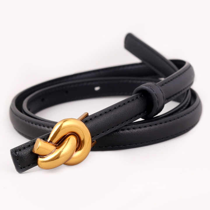 Newest Pin Buckle Thin Genuine Leather Straps Multiple Styles Skinny Adjustable Cowhide Leather Patent Leather Belt for Ladies - 图片 3