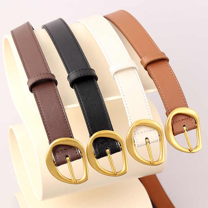 2024 Newest Skinny Pin Buckle Belt Leather Belt for Girls Multiple Styles Genuine Leather Thin Waist Jeans Belt for Pants - 图片 4