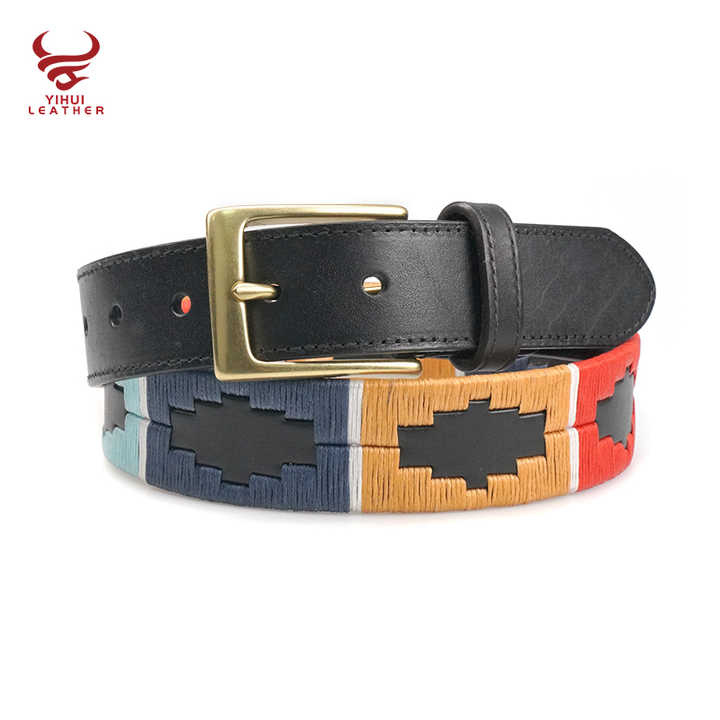 Custom Sport Full Grain Belts Boys Emboss Genuine Leather Riding Equestrian Argentinian Embroidery William Polo Leather Belt Men - 图片 6