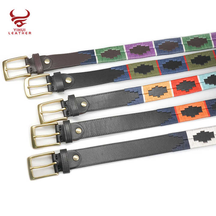 Custom Sport Full Grain Belts Boys Emboss Genuine Leather Riding Equestrian Argentinian Embroidery William Polo Leather Belt Men - 图片 2