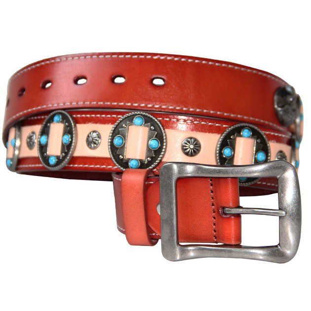 High Quality Pin Buckle Genuine Leather Punk Goth Biker Waist Belt Designer New Fashion Chrome Conchos Studded Belt for Adult - 图片 6
