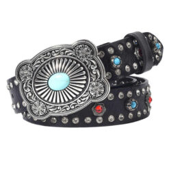 Genuine Leather Turquoise Stone Belt for Jeans Pants Rodeo Cowgirl Cowboy Country Belts High Quality Western Belts for Women Men