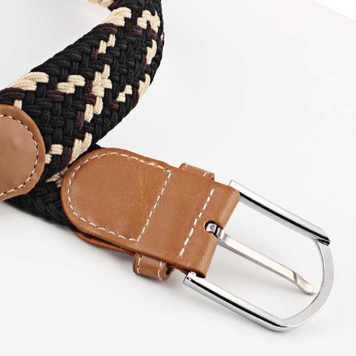 Mix Color Design Cheap Weaving Mens Waist Belts Women Unisex Elastic Strength Braided Woven Jeans Belts for Men - 图片 4