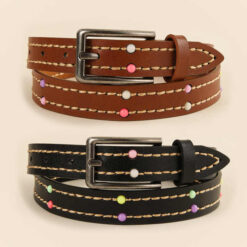 Designer 2025 New Fashion PU Leather Trouser Belt for Girls Dress Custom Trendy Casual Stitching Bead Leather Belt for Women