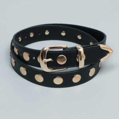 PU Leather Stud-Detailed Buckled Belt Rivet Jean Pants Rock Metal Belts Punk Studded Plus Black Eyelet Belt for Fashion Girls