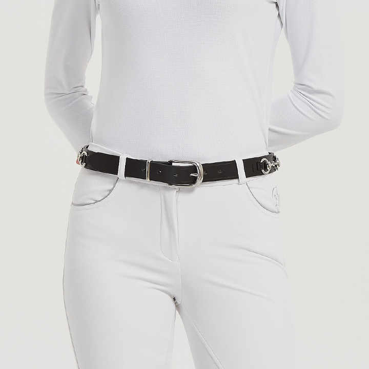 Fashion Casual Vintage Leather Equestrian Belts With Single Prong Buckle Skinny Women Genuine Leather Horses Riding Belt - 图片 2