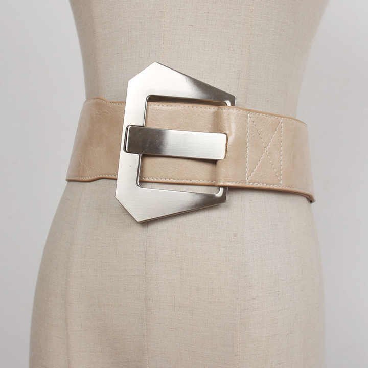 Fashion Faux Leather Ladies Waist Waistband Big With Alloy Buckle Design Wide PU Leather Women Dress Belt - 图片 4