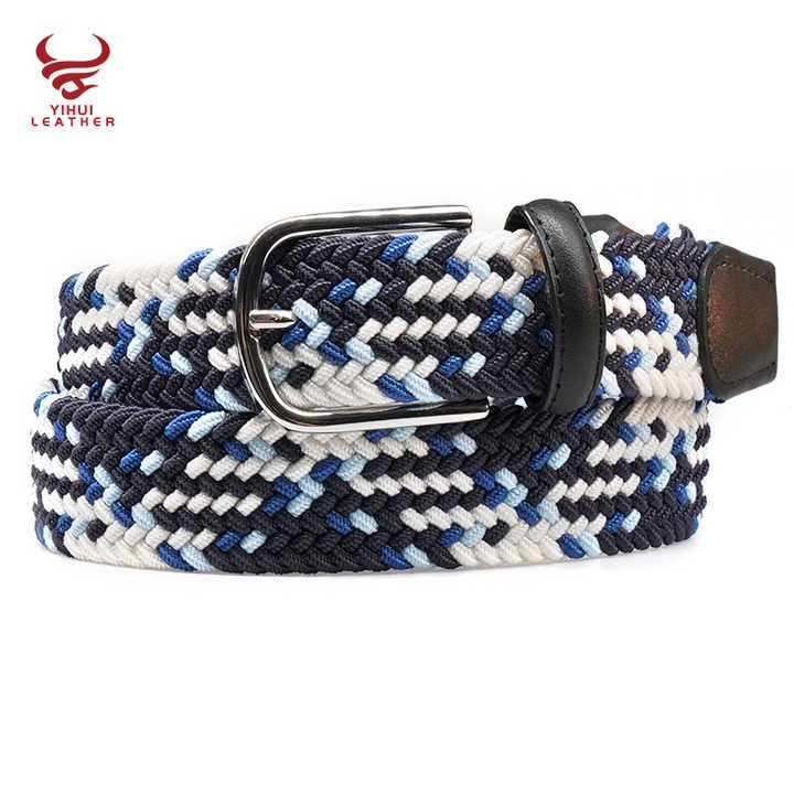 Factory Custom Fashion Casual Waist Woven Belt Braided Belt Knit Men Fabric Elastic Needlepoint Belt for Adult - 图片 4