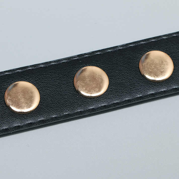 PU Leather Stud-Detailed Buckled Belt Rivet Jean Pants Rock Metal Belts Punk Studded Plus Black Eyelet Belt for Fashion Girls - 图片 5