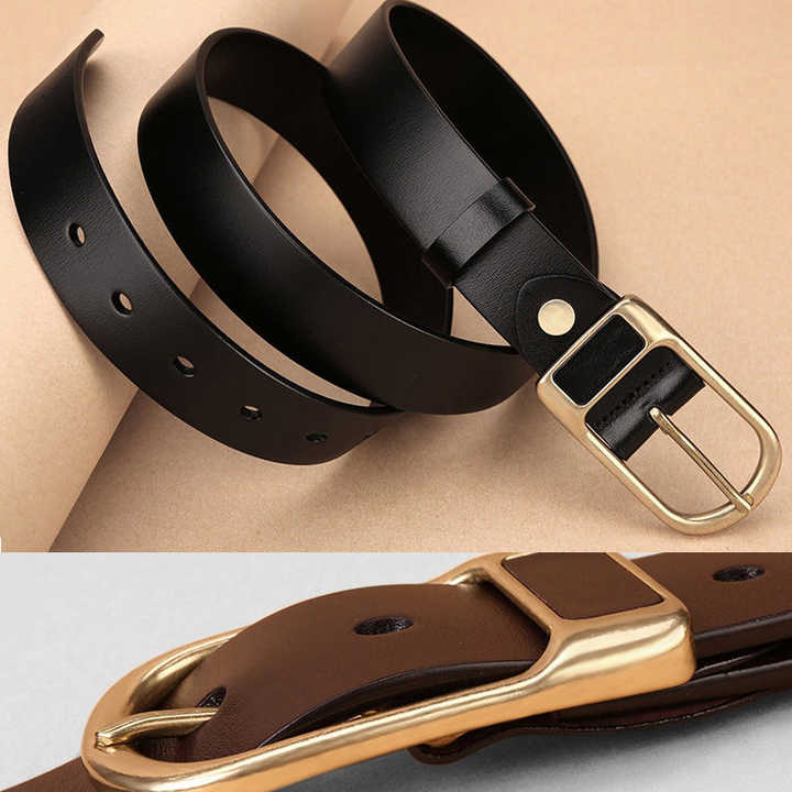 Wholesale Fashion Casual Leather Waist Belt for Work Business Single Black Prong Buckle Genuine Leather Belt for Men Dress - 图片 4