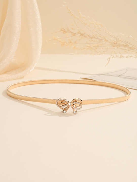 Luxury Lady Dress Skinny WeddingThin Belts Elastic Strength Waist Belt Gold Metal Body Chains Belt for Women Girls - 图片 4