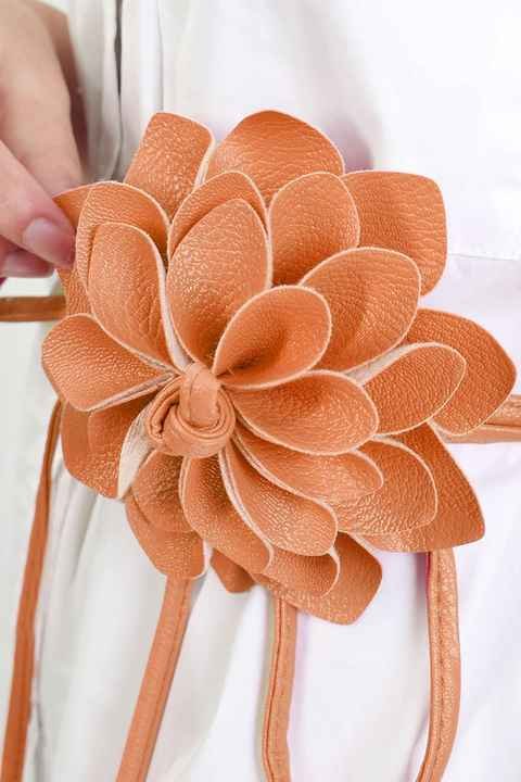 Rope PU Leather Belt for Wedding Dress Female Waistband Skinny Belt Women Girls Big Decor Flower Free Knot Faux Leather Belts - 图片 2