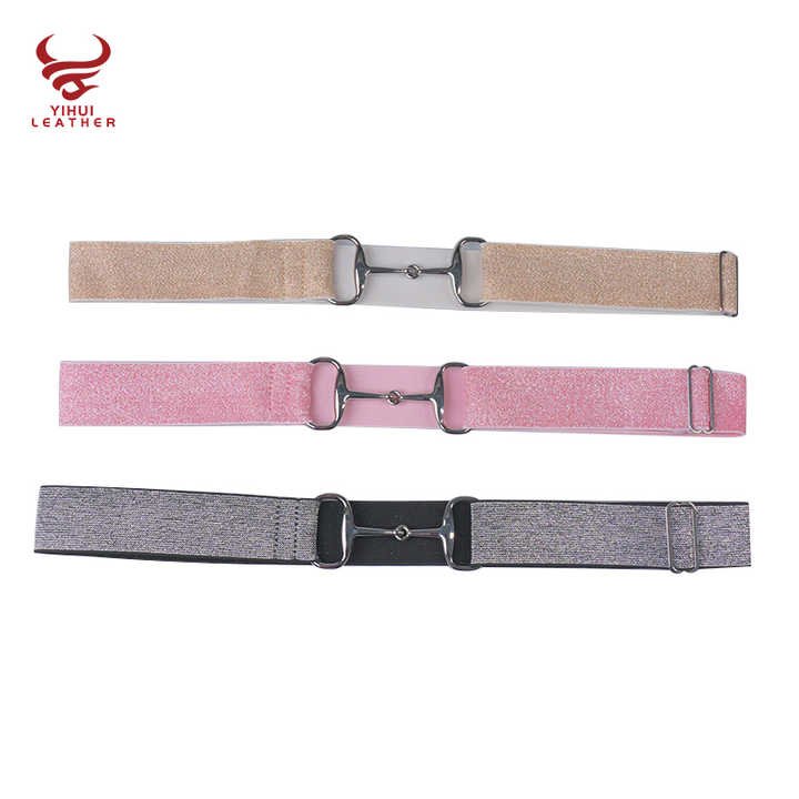 Custom High-quality Invisible Web Horseback Riding Belt No-show Clasp Buckle Horse Rider Lurex Elastic Equestrian Belt for Women