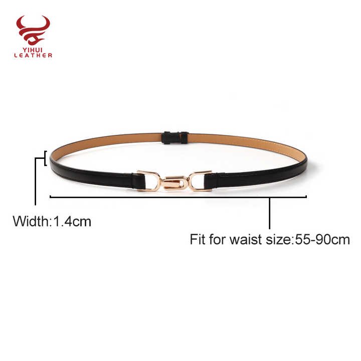 Customized Women Belt Skinny Adjustable Thin Chains Belt Pu Leather Retro Style Pin Buckle Faux Leather Waistband Belt for Girls - 图片 3