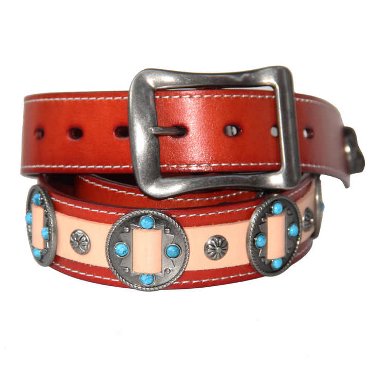 High Quality Pin Buckle Genuine Leather Punk Goth Biker Waist Belt Designer New Fashion Chrome Conchos Studded Belt for Adult - 图片 3