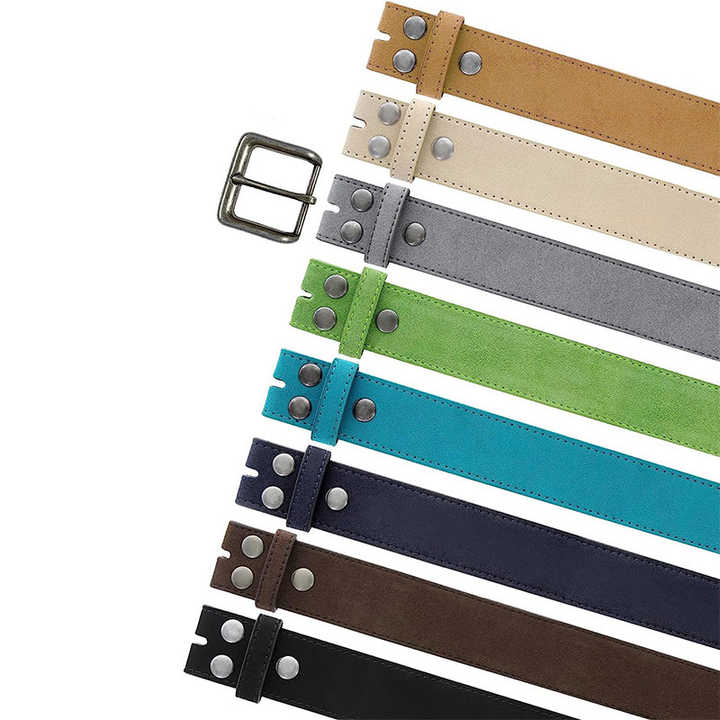 Customized Pure Cowhide Leather No Buckle Belts Replacement Full Leather Waist Belts Needle Buckle Suede Leather Belt Men - 图片 3