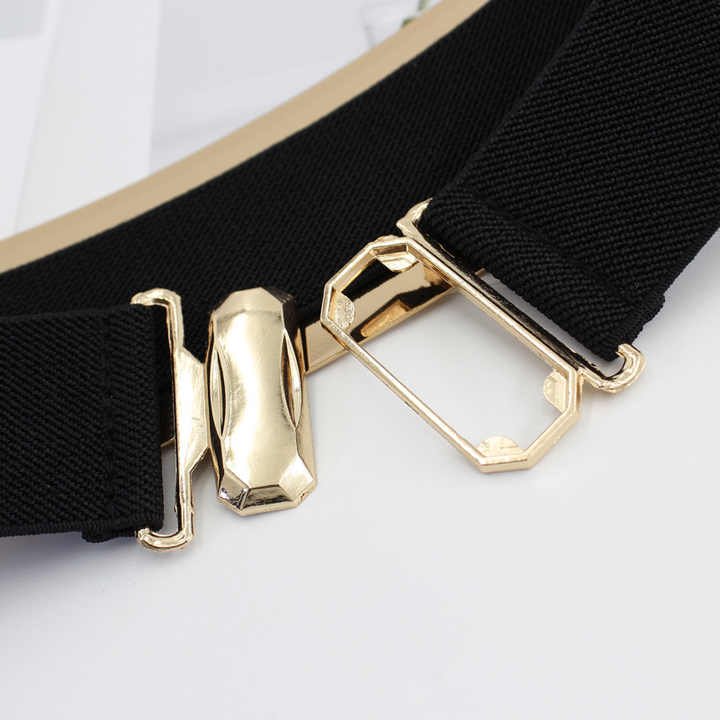 Women Metal Belts Adjustable Skinny Wide Chain Strap Waistband Metal Waist Belt Fashion Golden Stretchy Waist Belts for Ladies - 图片 5