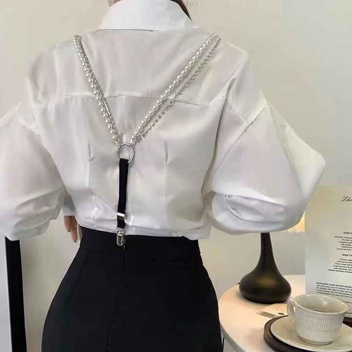 New Fashion Elastic Strength Suspender Belts Designer Blingbling Rhinestone Pearl Faux Leather Suspender Belts for Women Girls - 图片 2