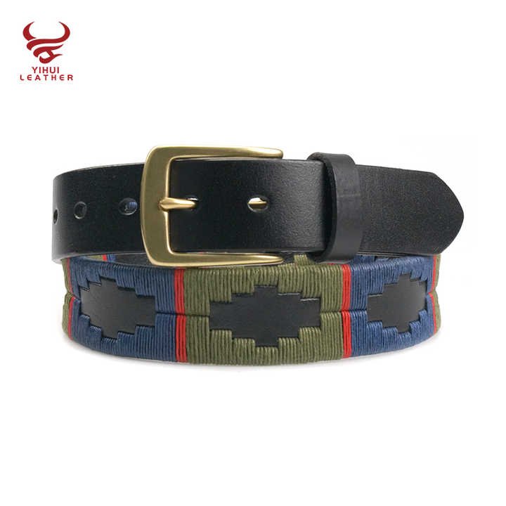 Custom Sport Full Grain Belts Boys Emboss Genuine Leather Riding Equestrian Argentinian Embroidery William Polo Leather Belt Men - 图片 5