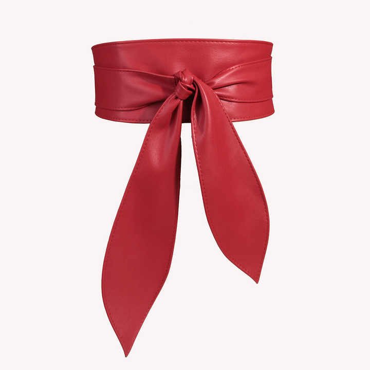 New Wide Cinch Self Tie Wrap Waist Belt Bowknot Waistband for Lady Dress Sweater Wide Soft PU Leather Obi Belt for Women - 图片 5