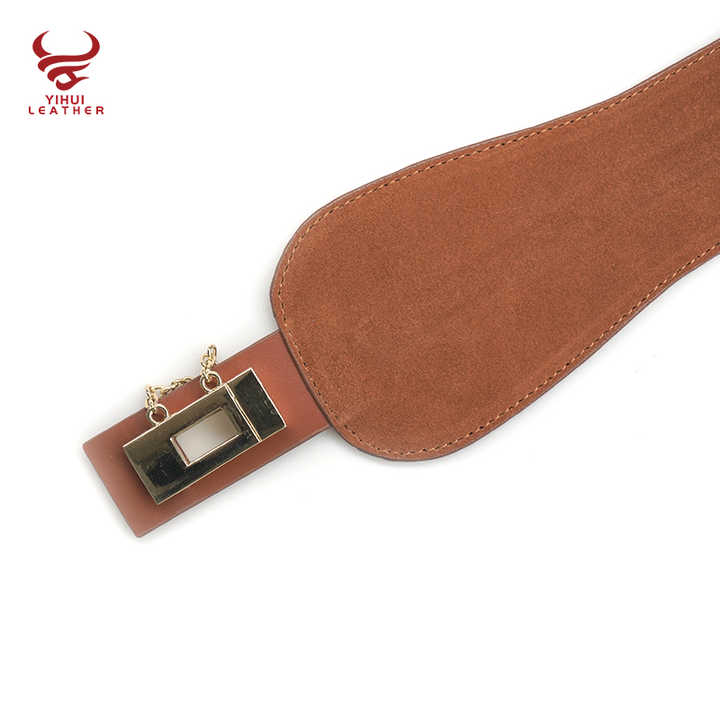 2022 New Fashion Suede Leather Female Dress Wide Waist Belts Leather Women Belt With Key Lock Buckle - 图片 3