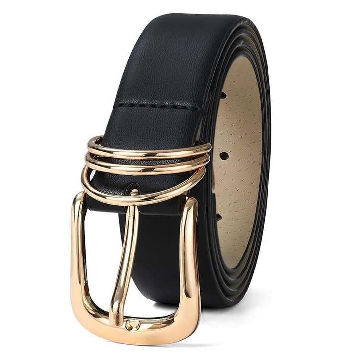 Fashion Ladies Belts for Pants Dresses Faux Leather Pin Buckle PU Belt 3 D Rings Buckle PU Leather Belt for Women Jeans Dress - 图片 4