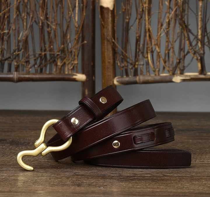 Wholesale Fashion Girls Genuine Leather Waist Belt With Hook Buckle Retro Cowhide Leather Strap for Women