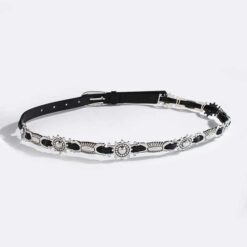 Wholesale Retro Punk Faux Leather Western Belt With Carve Metal Accessories Skinny Body Chains Waist Belt for Women Dresses