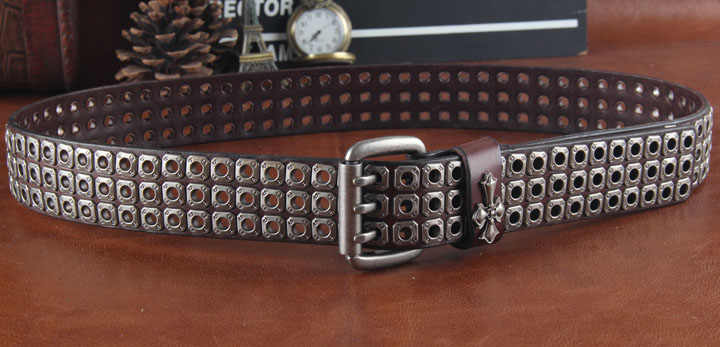 New Product Retro Style Studded Cowboy Men Belt Alloy Pin Buckle Boys Pants Straps Black Genuine Leather Belt for Men - 图片 2